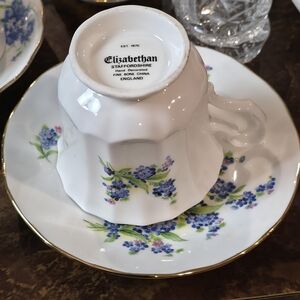 Vtg Elizabethan Staffordshire Forget Me Not Teacup & Saucer Bone China England